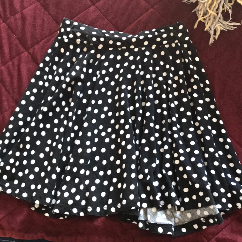 Black and white polka dot skater skirt